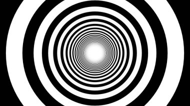 Siyah ve beyaz sarmal bir tünelde şeritler. Ray stili arka plan, optik illüzyon patladı. Soyut desen tasarım öğesi. satırları illüstrasyon