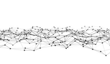 Dijital veri ve ağ bağlantı üçgen hatları ve fütüristik teknoloji kavram beyaz arka planda, 3d soyut illüstrasyon küre