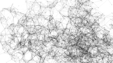 Siyah dijital veri ve ağ bağlantı üçgen hatları ve fütüristik teknoloji kavram beyaz arka planda, 3d soyut illüstrasyon küre