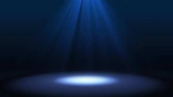 Blue Spotlight Stage Performance Theater Isolated Black Background Mock Futuristic — Stock Photo, Image