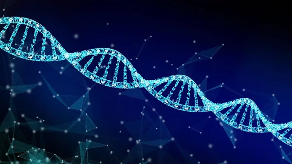 Dna Helix Model Medicine Network Connection Lines Isolated Blue Background — Stock Photo, Image