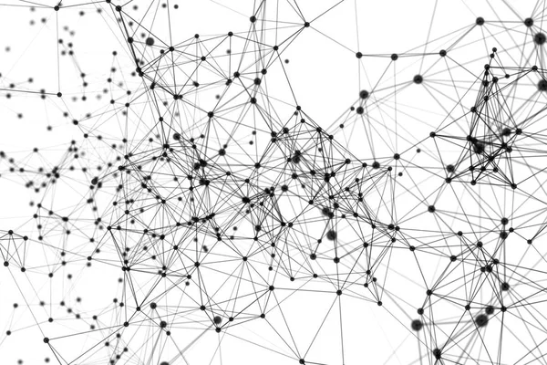 Zwarte Digitale Data Netwerk Verbinding Driehoek Lijnen Bollen Futuristische Technologie — Stockfoto