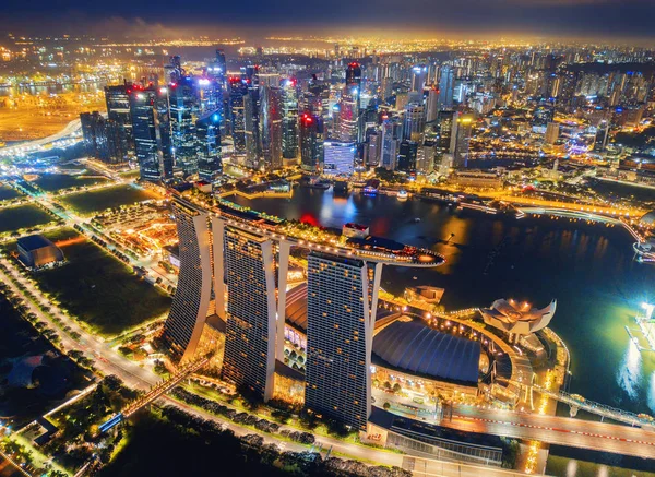 Vue Aérienne Centre Ville Singapour Dans Région Marina Bay Quartier — Photo