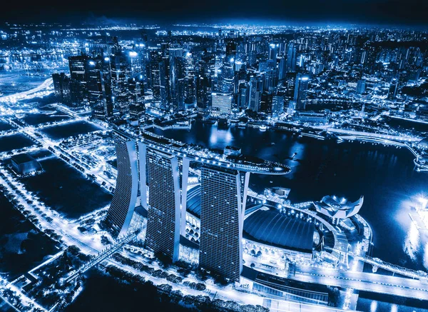 Vista Aérea Centro Cidade Singapura Área Marina Bay Distritos Financeiros — Fotografia de Stock