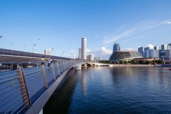 Teatro Esplanade Ponte Jubileu Centro Cidade Singapura Área Marina Bay — Fotografia de Stock