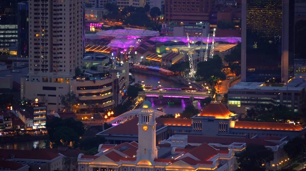 Aerial View Bridges Downtown Singapore City Marina Bay Area Financial — Stock Photo, Image