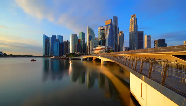 Panorama Centre Ville Singapour Dans Région Marina Bay Réflexion Quartier — Photo