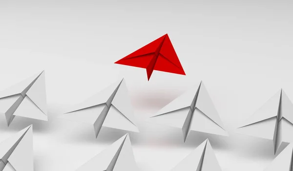 Leiderschap Concept Met Rode Witte Papieren Vliegtuigje Witte Achtergrond Digitale — Stockfoto