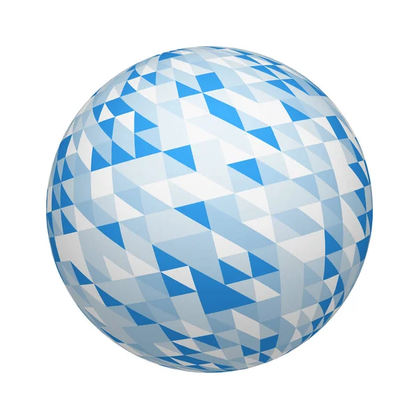 蓝色三角形瓷砖纹理图案上的球体或球隔离在白色背景 模拟设计 随机颜色的抽象插图 — 图库照片