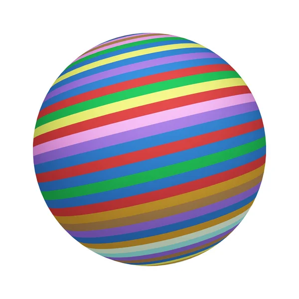 五颜六色的条纹线条 在白色背景上隔离的球体或球体上的彩虹纹理 模拟设计 抽象例证 — 图库照片