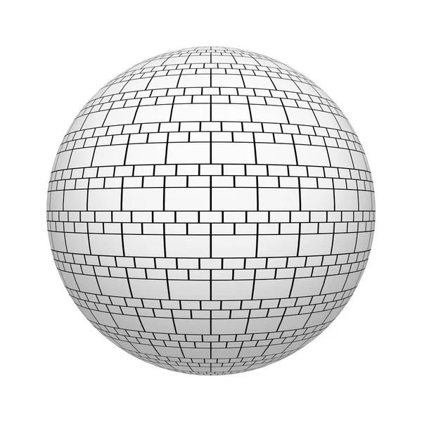 White Brick Pattern Texture Sphere Ball Geometric Shape Isolated White — Stock Photo, Image