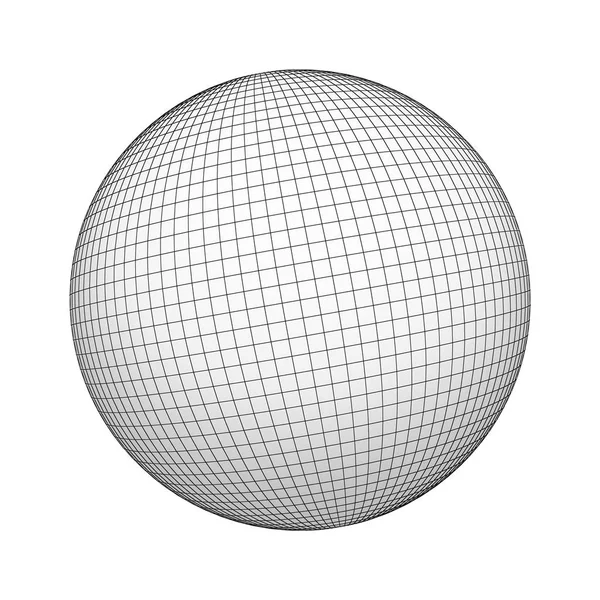 Esfera Bola Wireframe Forma Geométrica Con Líneas Rejilla Aisladas Sobre — Foto de Stock