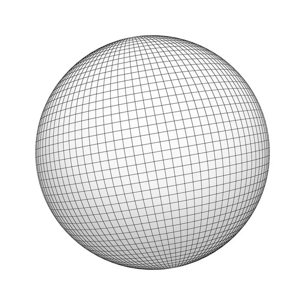 Drahtkugel Oder Kugel Geometrische Form Mit Gitterlinien Die Auf Weißem — Stockfoto