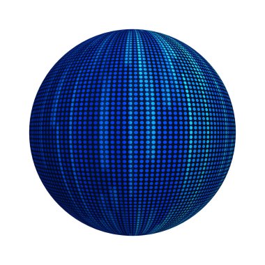 Teknoloji kavramı mavi şeritli satırları. desen doku top ya da Küre şeklindeki beyaz arka plan üzerinde izole. Tasarım kadar alay et. 3D soyut illüstrasyon
