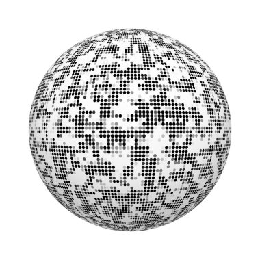 Siyah ve beyaz altıgen mozaik çini doku deseninin top ya da Küre şeklindeki beyaz arka plan üzerinde izole. Tasarım kadar alay et. 3D soyut illüstrasyon