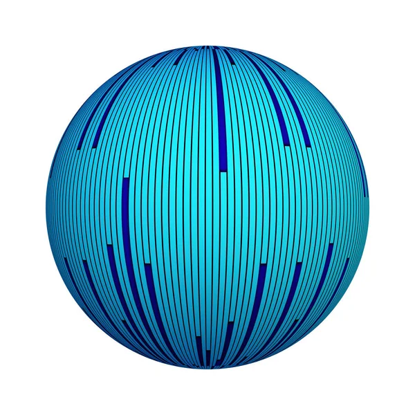 Blue Striped Texture Digital Computer Technology Concept Computer Data Ball — Stock Photo, Image