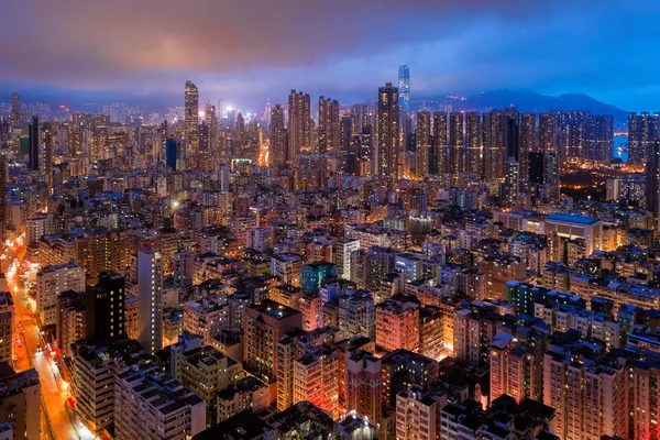 Aerial View Hong Kong Downtown Financial District Business Centers Smart — Stock Photo, Image