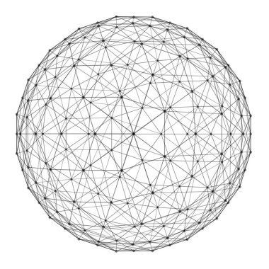 Ağ bağlantı çizgileri ve noktaları üzerinde beyaz arka planda futuristik sayısal bilgisayar teknoloji kavramı, 3d soyut illüstrasyon izole küre yapısını