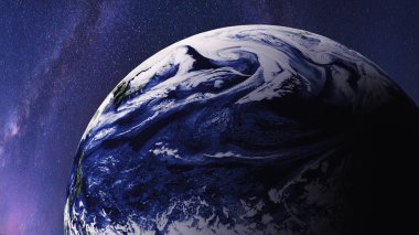 Dünya. Dünya gezegeni, küresel model ve Samanyolu yıldız gece gökyüzü ve evrenin uzay at ile. Nasa tarafından döşenmiş bu görüntü unsurları.