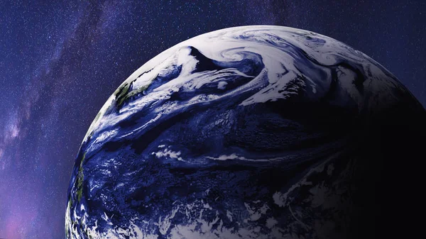 Dünya. Dünya gezegeni, küresel model ve Samanyolu yıldız gece gökyüzü ve evrenin uzay at ile. Nasa tarafından döşenmiş bu görüntü unsurları.