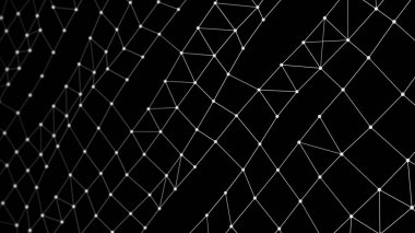 Dijital bilgisayar verilerini ve ağ bağlantı üçgen hatları ve fütüristik teknoloji ve mimari konsepti üzerine siyah arka plan, 3d soyut illüstrasyon alanlarında yapısı