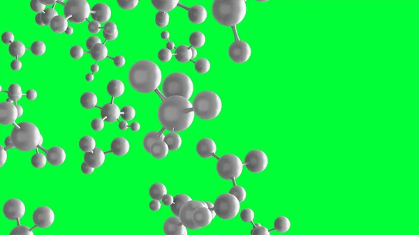 Molecole Atomo Sfondo Verde Struttura Astratta Nella Scienza Della Tecnologia — Foto Stock