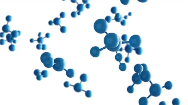 Moléculas Átomo Azul Sobre Fundo Branco Estrutura Abstrata Ciência Tecnologia — Fotografia de Stock