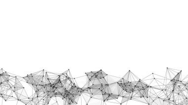 Siyah dijital bilgisayar verilerini ve ağ bağlantı üçgen hatları ve fütüristik teknoloji kavramı beyaz arka plan üzerinde alanlarında. Soyut grafik tasarlamak