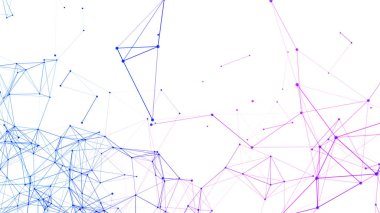 Mavi dijital bilgisayar verilerini ve ağ bağlantı üçgen hatları ve fütüristik teknoloji kavramı beyaz arka plan üzerinde alanlarında. Soyut grafik tasarlamak