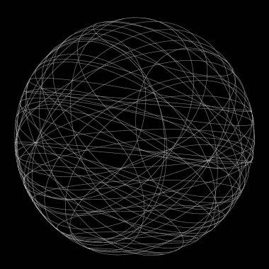 Wire structure of sphere. Digital computer data and network connection lines and spheres in futuristic technology concept on black background. 3d abstract graphic design illustration