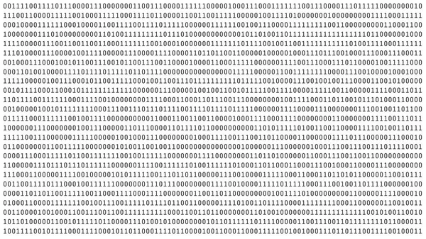 或二进制数字在计算机屏幕上的白色监视器背景 Metrix 数字数据代码在黑客或安全技术概念 抽象插图 — 图库照片