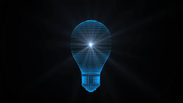 Лампочка Складається Точок Ліній Язку Мережі Сфер Спалахом Світла Енергетиці — стокове фото