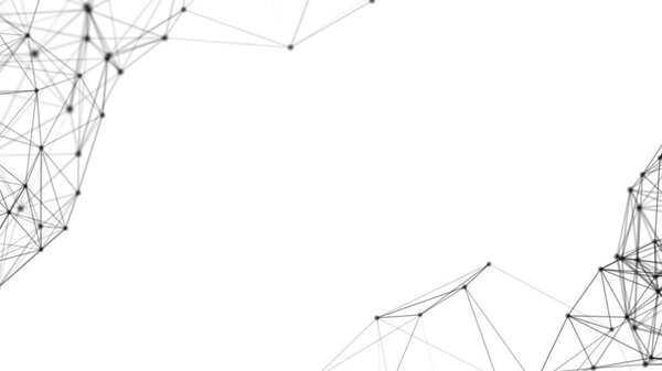 Черные цифровые компьютерные данные и сети связи треугольных линий и сфер в футуристической технологии концепции на белом фоне. Абстрактная графическая иллюстрация
