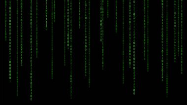 01 veya ikili sayı monitör matris arka plan bilgisayar ekranında, sayısal veri kodunda hacker ya da emniyet güvenlik teknoloji kavramı üzerine. Soyut illüstrasyon