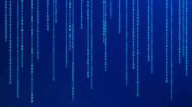 01 veya ikili sayı monitör matris arka plan bilgisayar ekranında, sayısal veri kodunda hacker ya da emniyet güvenlik teknoloji kavramı üzerine. Soyut illüstrasyon