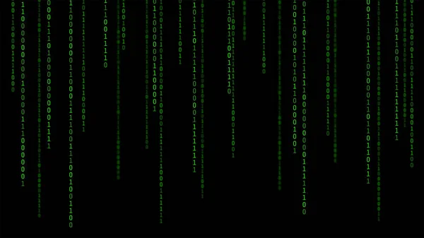 01或二进制数字在计算机屏幕上的显示器矩阵背景 数字数据代码在黑客或安全保障技术的概念 抽象例证 — 图库照片