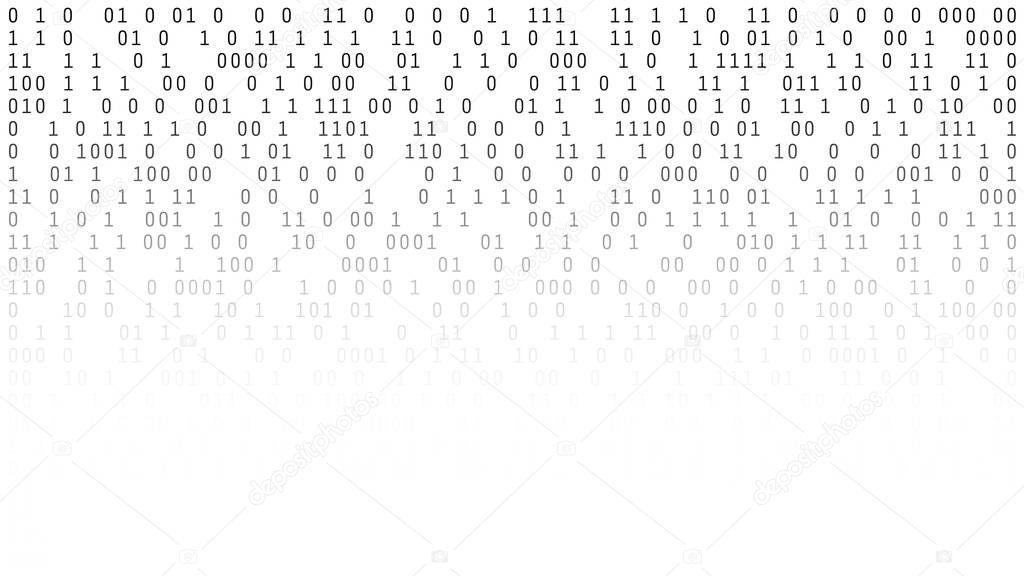 01 or binary numbers on the computer screen on monitor matrix background, Digital data code in hacker or safety security technology concept. Abstract illustration