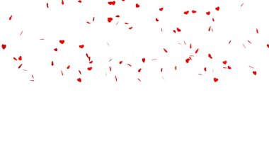 Pek çok kırmızı kalp kutlama olay ve Sevgililer günü, Doğum günü partisi, düğün için beyaz arka plan veya herhangi bir tatil. 3D soyut illüstrasyon