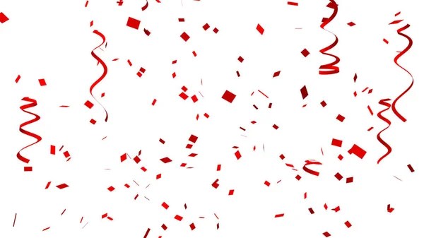 Muchos Confeti Rojo Cinta Sobre Fondo Blanco Para Evento Celebración —  Fotos de Stock
