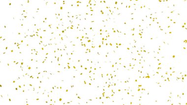 Altın konfeti kutlama olay için beyaz arka plan ve parti yeni yıl, Doğum günü partisi, Noel veya herhangi bir tatil için. 3D soyut illüstrasyon