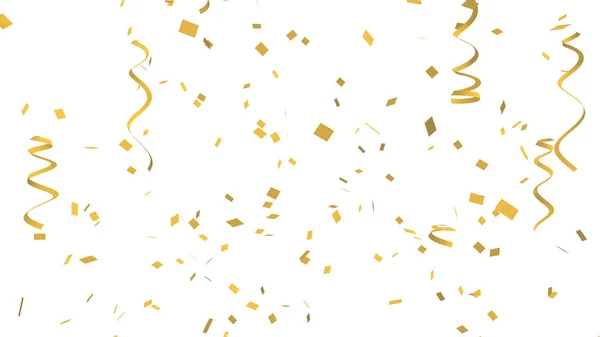 Veel Gouden Confetti Lint Witte Achtergrond Voor Viering Evenement Feest — Stockfoto
