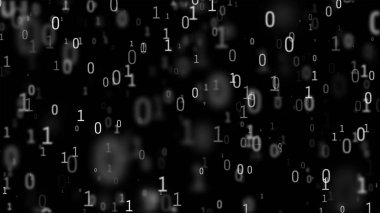 01 veya ikili sayı monitör matris arka plan bilgisayar ekranında, sayısal veri kodunda hacker ya da emniyet güvenlik teknoloji kavramı üzerine. Soyut illüstrasyon