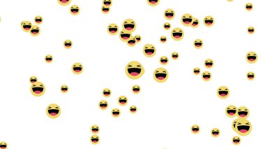 Emoji Haha gülmek simgeler Facebook canlı video beyaz arka plan üzerinde izole. Sosyal medya pazarlama ağı. Uygulama reklam. 3D soyut illüstrasyon