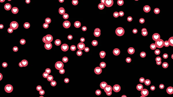 黒の背景に分離された Facebook ライブ映像上のハートのアイコンが大好きです ソーシャル メディアのネットワーク マーケティング アプリケーションの広告 の抽象的なイラスト — ストック写真