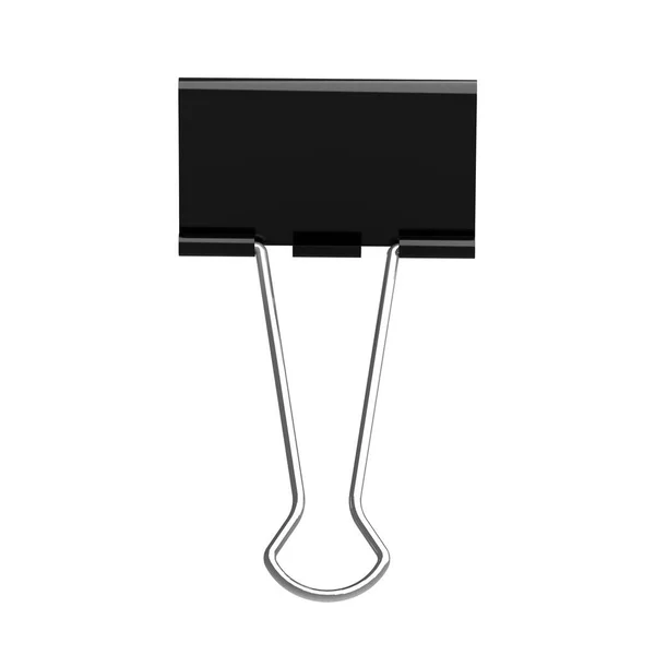 Black Metal Paper Binder Clip Isolated White Background Education Business — Stock Photo, Image