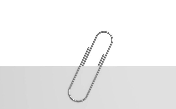 White note paper and paper binder clip isolated on white background for office business concept, attached to paper. 3d illustration