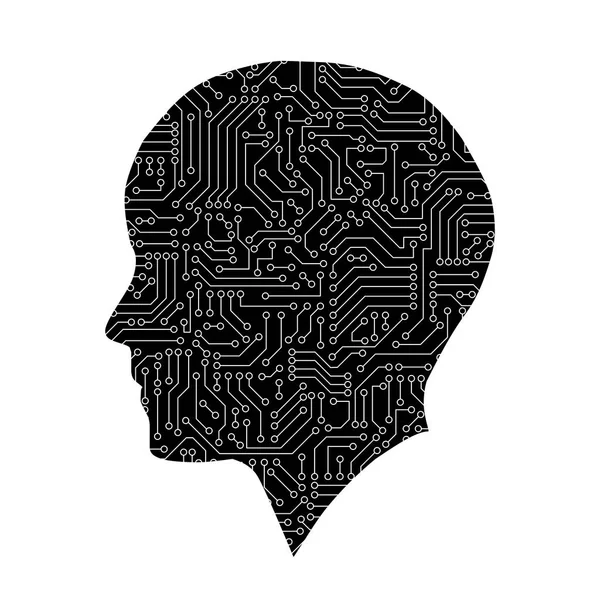 基板パターン テクスチャの人間の姿 ハイテク デジタル コンピューター技術の概念の背景 の抽象的なイラスト — ストック写真