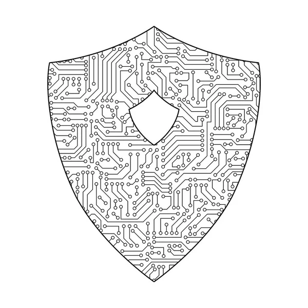Icona Dello Schermo Del Circuito Sicurezza Proteggere Password Sfondo Bianco — Foto Stock