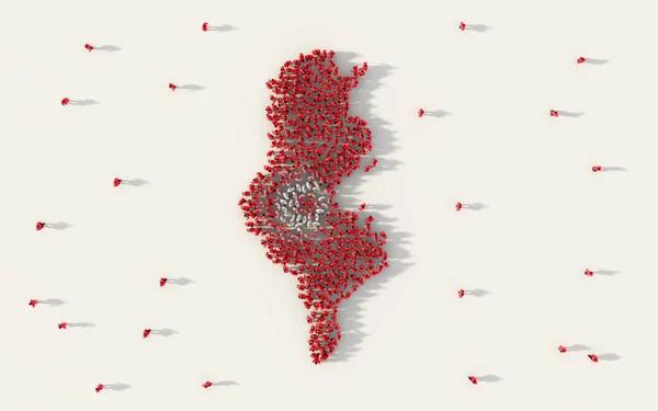 Большая Группа Людей Формирующих Карту Туниса Национальный Флаг Социальных Сетях — стоковое фото