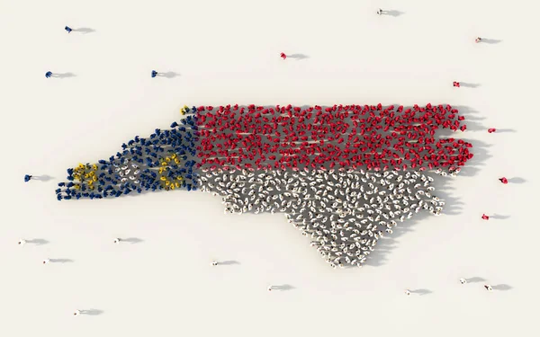 Gran Grupo Personas Que Forman Mapa Bandera Carolina Del Norte —  Fotos de Stock